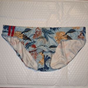 Unbranded Blue Floral Printed Nylon Mesh Bikini Briefs Size Large